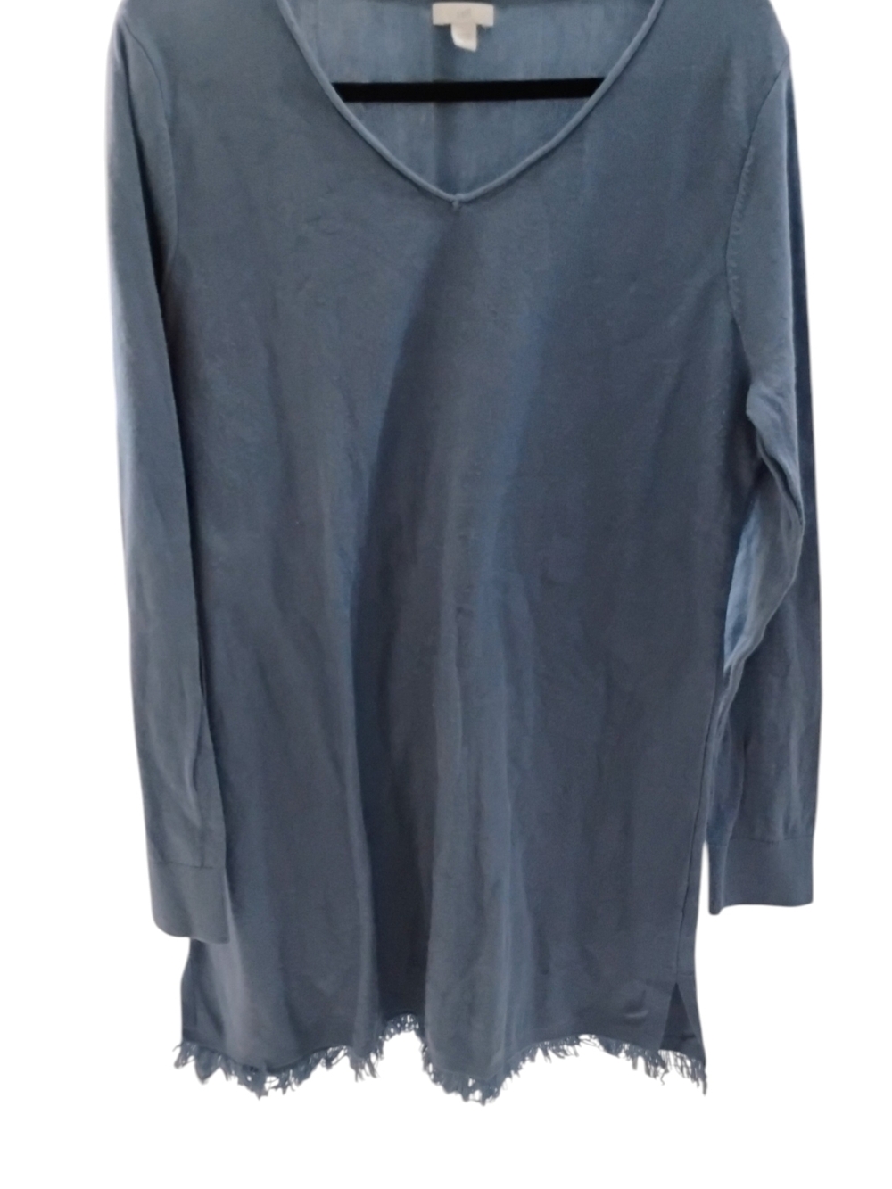 J.Jill Women's Blue Tunic With Fringe Bottom SZ L